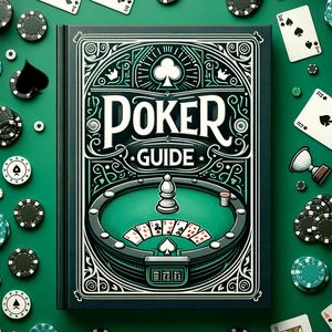 En bild på en bok med titeln pokerguide. Boken ligger på ett bord omgärdad av pokermarker och spelkort