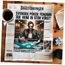 Tidning med reportage om en svensk pokerspelare